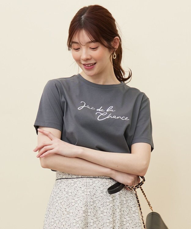 ANY SIS S ロゴ刺繍 Tシャツ スレート