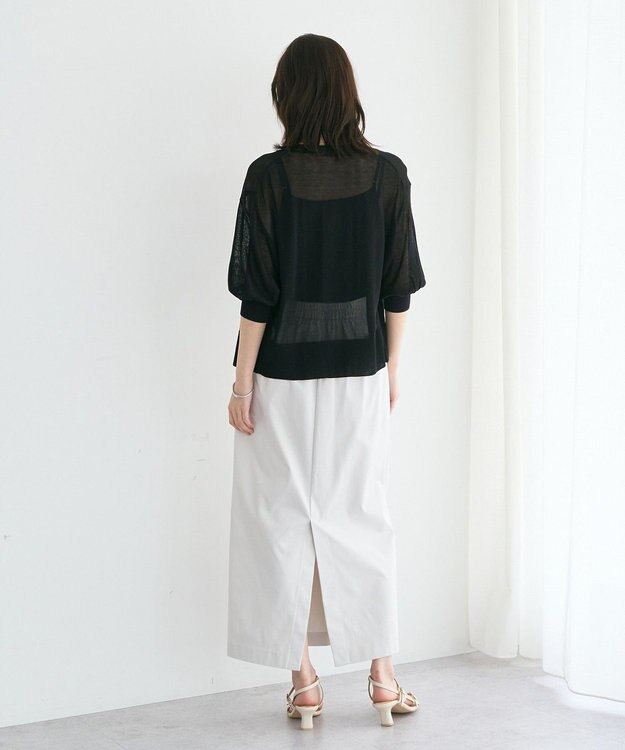YECCA VECCA シアーニットVネックカーディガン Black