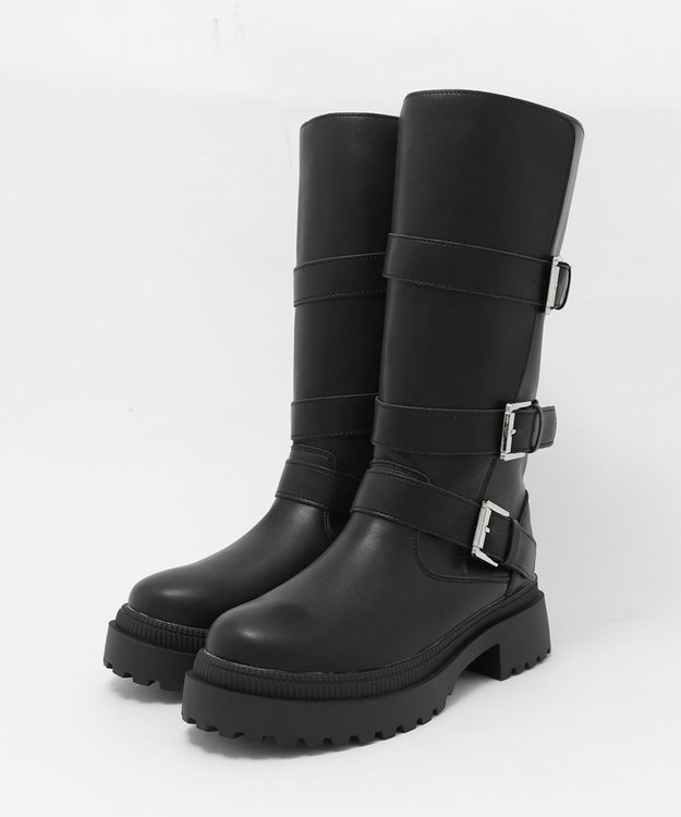 WEGO サイドベルトロングブーツ ブラック