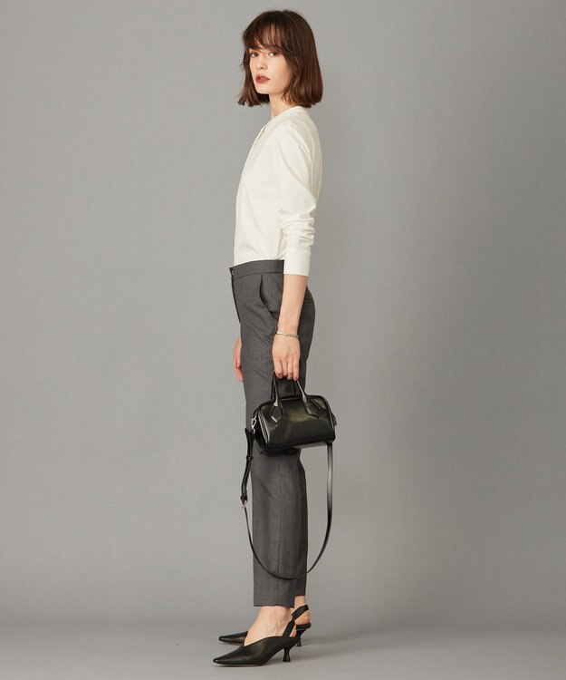 ICB L 【洗える】コンパクトモクロディ バンドカラーカットソー オフホワイト系