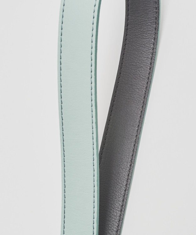 russet バイカラーレザーベルトフラットショルダーバッグ(SF-278) Sax