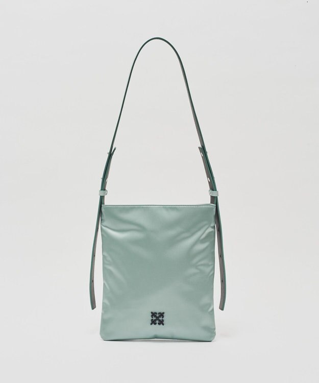 russet バイカラーレザーベルトフラットショルダーバッグ(SF-278) Sax