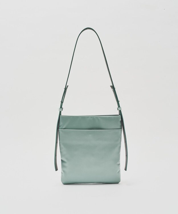 russet バイカラーレザーベルトフラットショルダーバッグ(SF-278) Sax