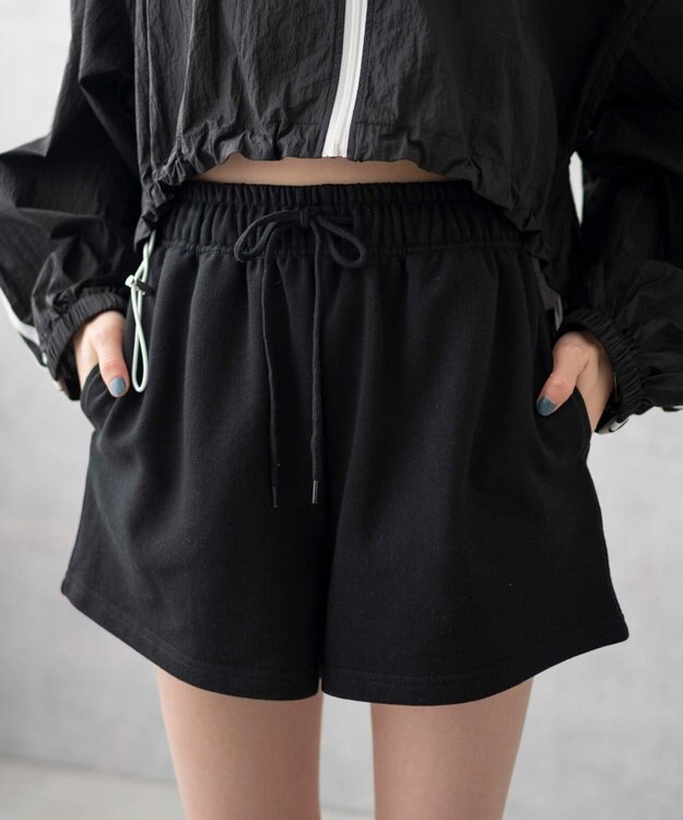 WEGO 【ウエストゴム】スウェットイージーショートパンツ ブラック