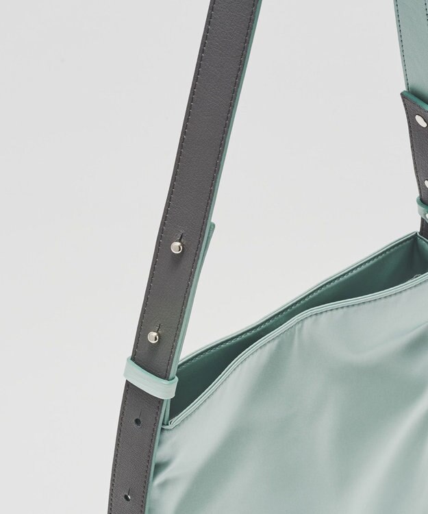 russet バイカラーレザーベルトフラットショルダーバッグ(SF-278) Sax