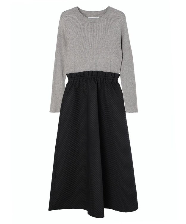 Green Parks ・ＥＬＥＮＣＡＲＥ　ＤＵＥニット＆ジャカードワンピース Gray Mixture