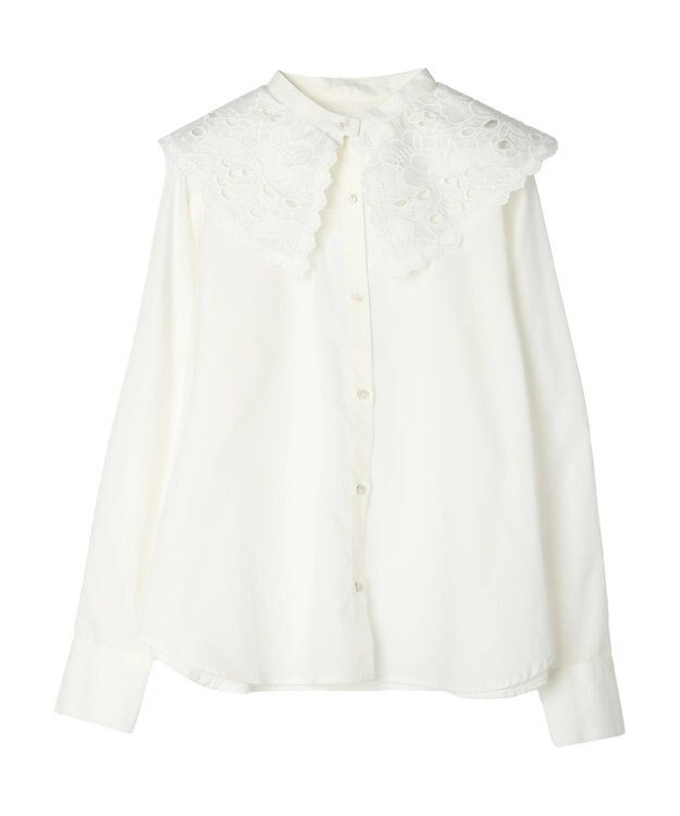 earth music&ecology ２ｗａｙ刺繍衿ブラウス Off White