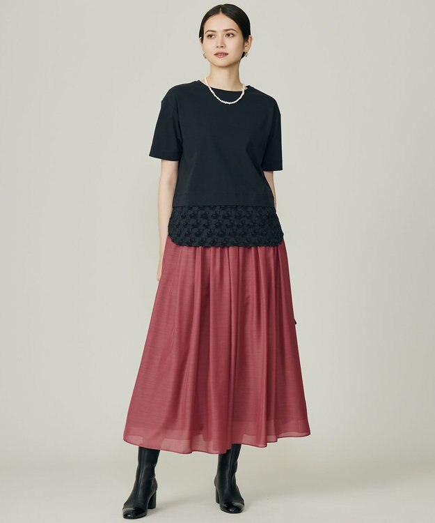 自由区 【カタログ掲載】ジャカードコンビジャージー カットソー ネイビー