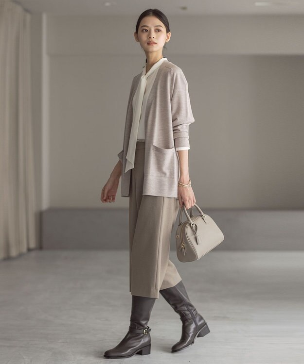 J.PRESS LADIES 【着丈が選べる・洗える】KNIT BASIC ロングカーディガン ベージュ系