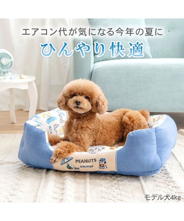 PET PARADISE スヌーピー クール 四角カドラー 《サマーバケーション柄》 Ｍ ホワイト×ブルー