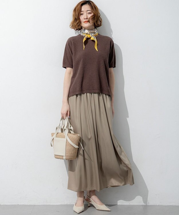 23区 【先行予約】シルキーサテン ギャザースカート ベージュ系