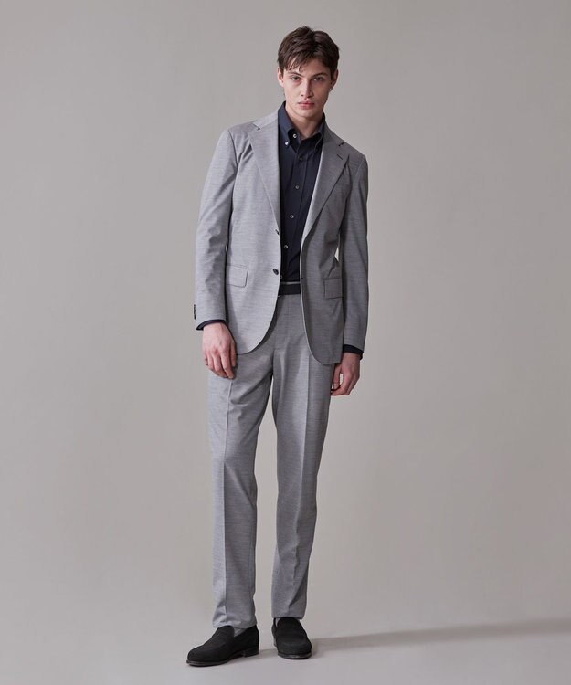 J.PRESS MEN プールに浮いているような快適な着心地【ストレッチ / 洗える / 吸水速乾/ 接触冷感】【J.PRESS-POOL WOOL】ジャージーセットアップ ジャケット ライトグレー系