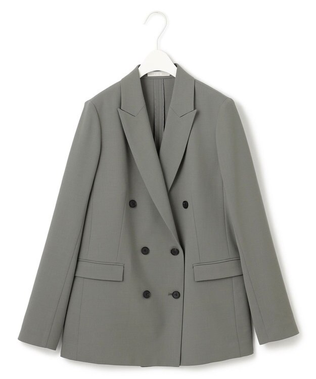 ICB ウール2WAYストレッチ ダブルブレストジャケット スモークグリーン系