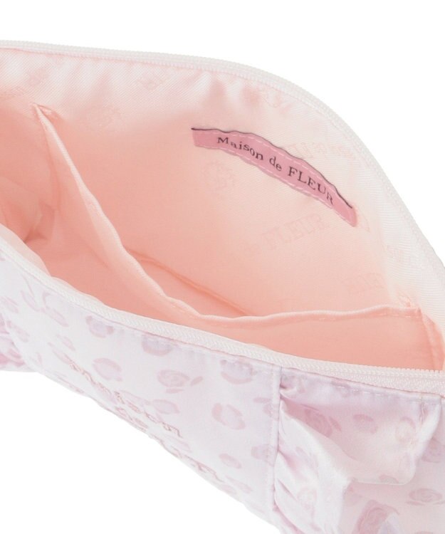 Maison de FLEUR リボンレオパードフリルポーチ Light Pink