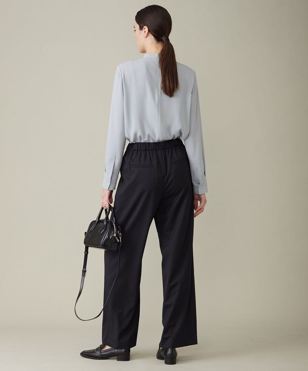 ICB 【洗える】 TWブロード ワイドストレートパンツ ブラック系