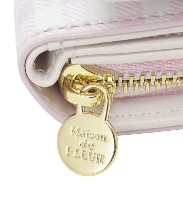Maison de FLEUR ギンガムチェックＦリボンウォレット Pink