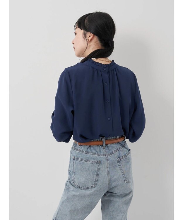earth music&ecology ２ＷＡＹスタンドフリルブラウス Navy