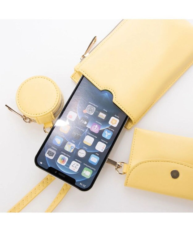UNBILLION cachecache 多機能スマホショルダーバッグ イエロー