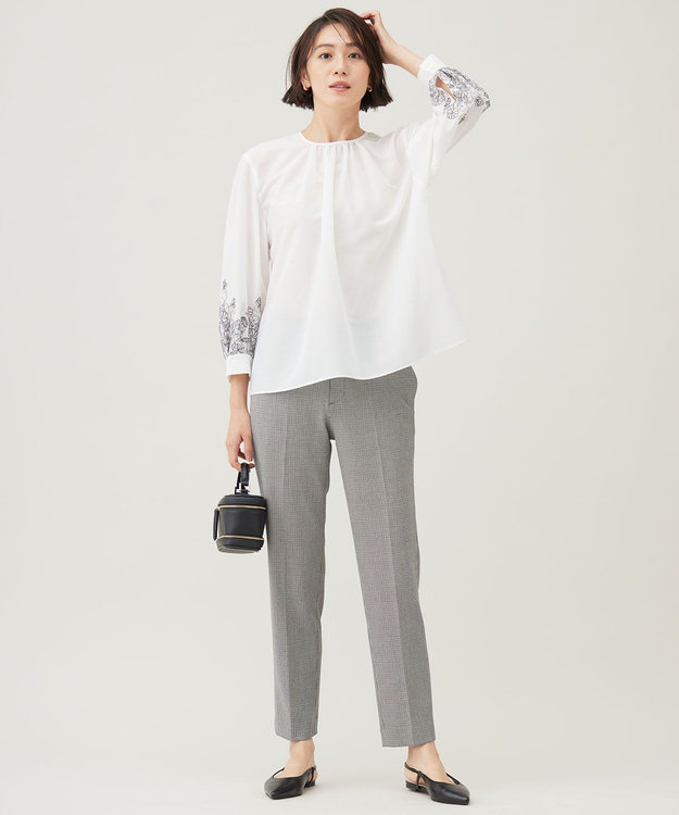 洗える】シアーエンブロイダリープルオーバー ブラウス / 自由区