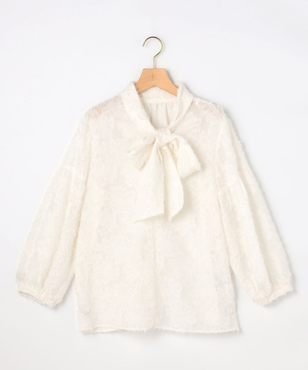 組曲 L 【KUMIKYOKU NAVY / 前後着用可】ヘアリーシフォン ブラウス アイボリー系