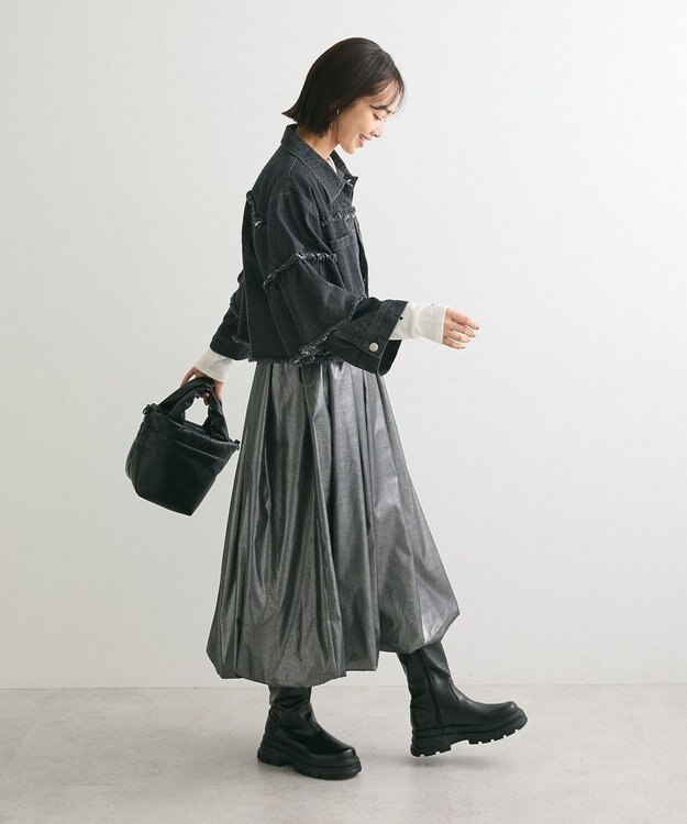 Green Parks ・ＤＯＵＢＬＥ　ＦＬＡＧＳ　フレアスリーブＧジャン Black