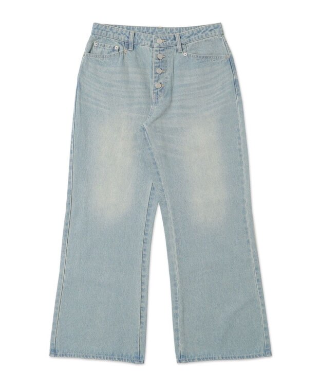 WEGO ボタンフライローライズフレアデニム デニム淡加工色