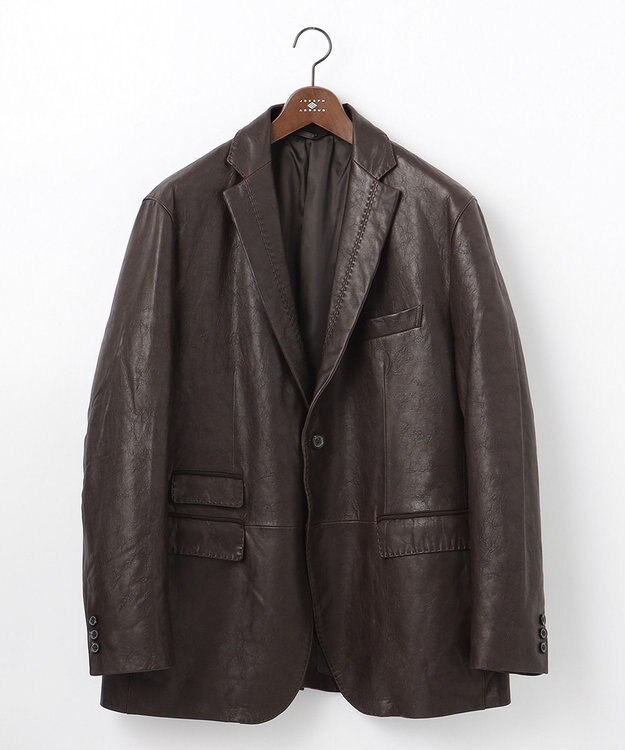 JOSEPH ABBOUD 【キングサイズ・スペインラム使用】 ナチュラルレザージャケット ダークブラウン系