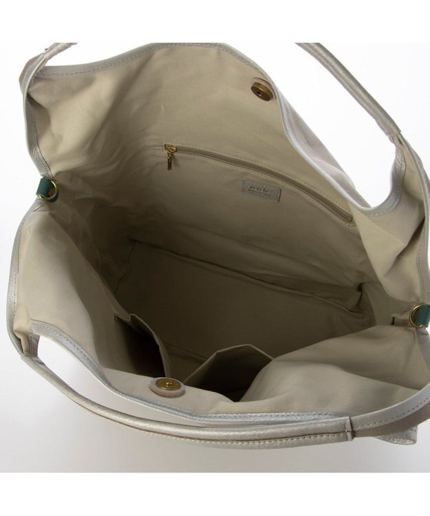 UNBILLION ペルケ perche / 姫路レザー×パラフィンキャンバス2wayトートL ライトグレー