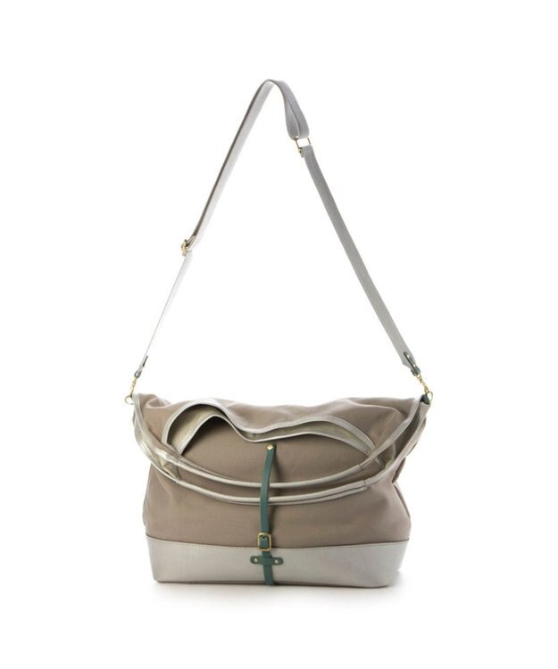 UNBILLION ペルケ perche / 姫路レザー×パラフィンキャンバス2wayトートL ライトグレー