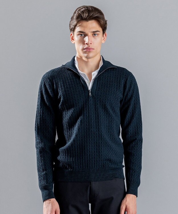 JOSEPH HOMME 【WEB限定】ヴィスコースリンクス　ハーフジップニット ピーコックグリーン系