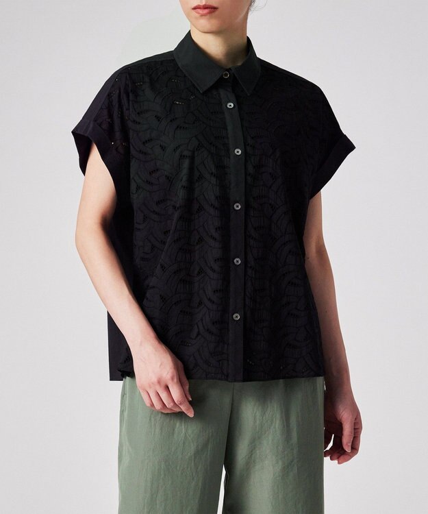 Paul Smith 【洗える】コットンレース 半袖シャツ ブラック