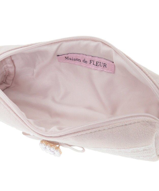 Maison de FLEUR ベロアレースロングポーチ Grayish Pink