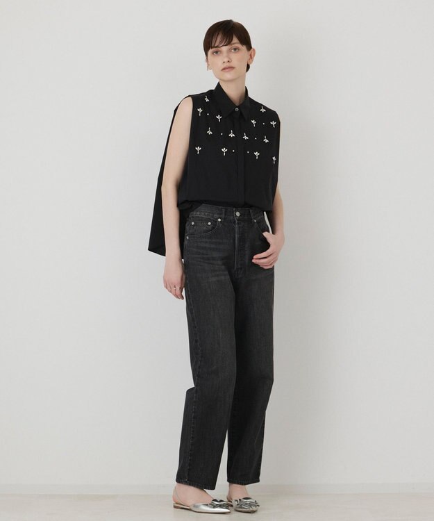 GRACE CONTINENTAL ビジューノースリーブシャツ ブラック