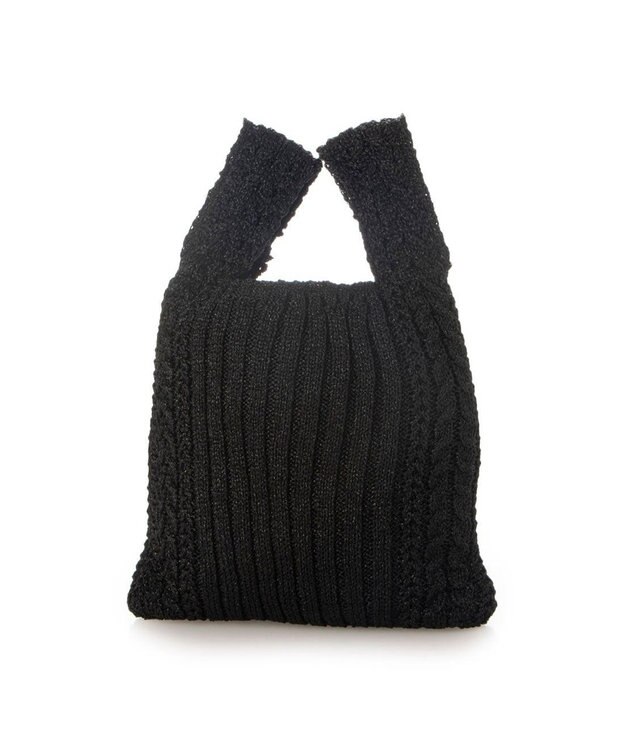 UNBILLION カシュカシュ cachecache / ケーブル編みラメショッパーミニトート ブラック