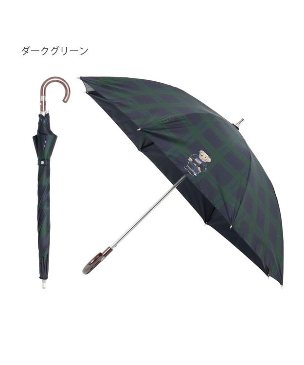 MOONBAT 【軽量】POLO RALPH LAUREN 晴雨兼用日傘 長傘 チェック／遮光 遮熱 UV ダークグリーン