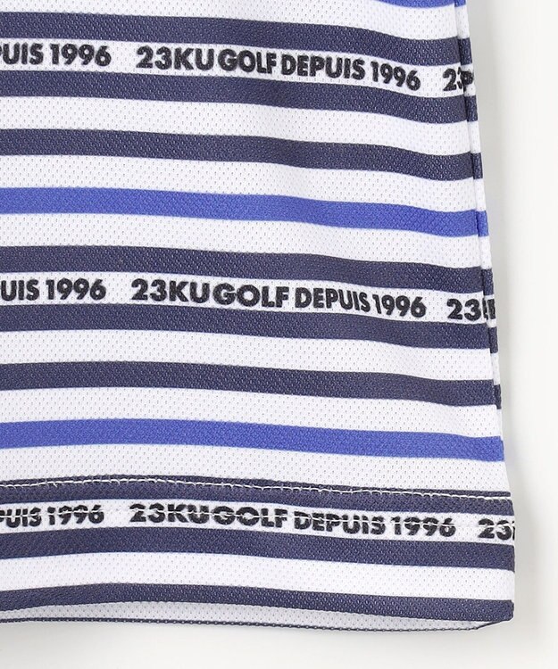 23区GOLF 【WOMEN】【吸水速乾・UVケア】ボーダーロゴ 半袖シャツ ネイビー系1