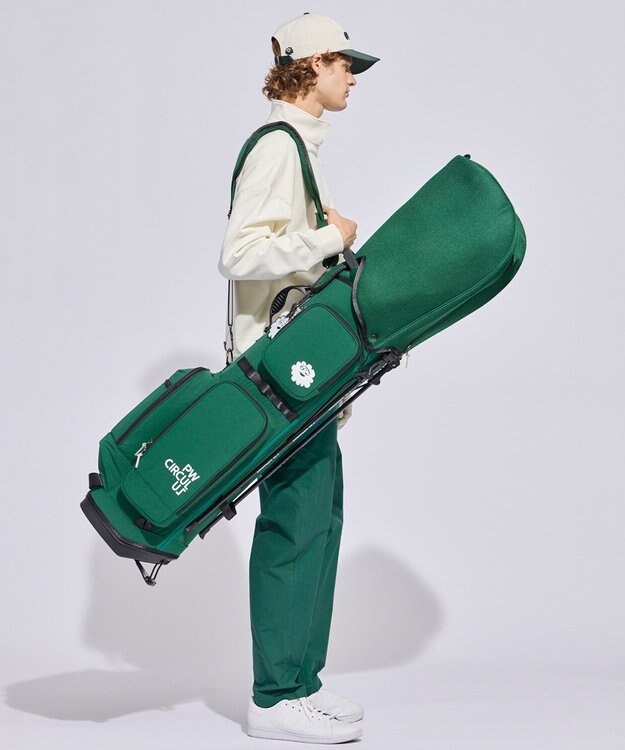 PW CIRCULUS 【UNISEX】デタッチャブル キャディバッグ シボ感のあるナイロンワッシャー素材 グリーン系