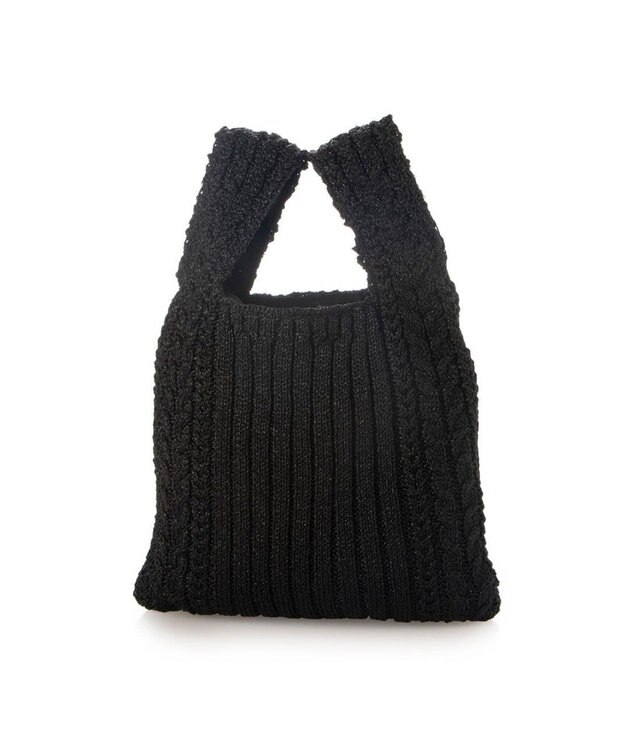 UNBILLION カシュカシュ cachecache / ケーブル編みラメショッパーミニトート ブラック