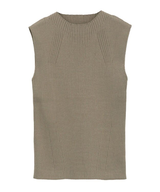 earth music&ecology ランダムリブボトルネックノースリーブニット Mocha