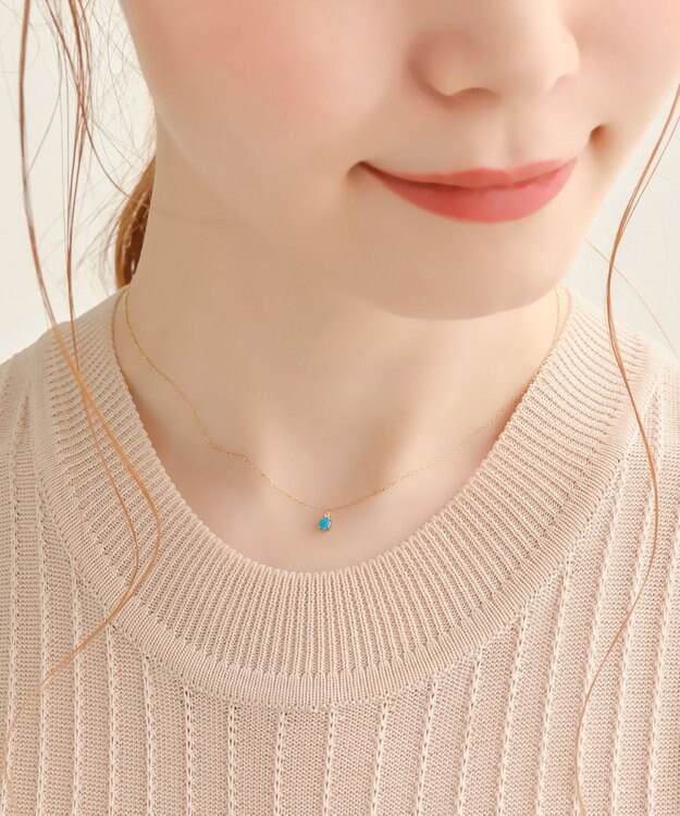 Phoebe 【K10】ジュエルラックネックレス　ターコイズ/12月誕生石/天然石/全長:40cm ゴールド