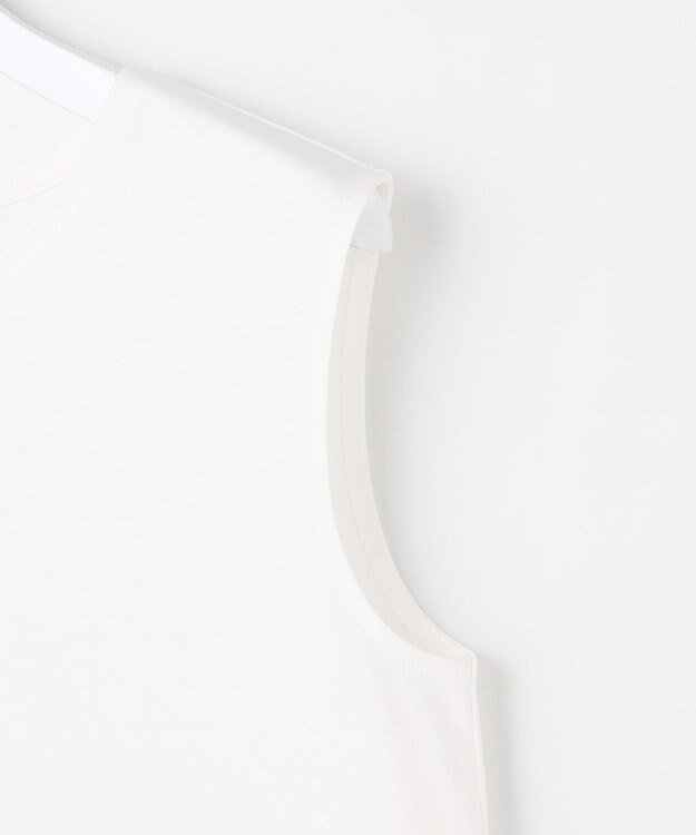 J.PRESS LADIES コットンスムース ノースリーブ シャツテール カットソー ホワイト系