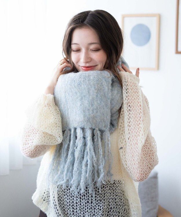 WEGO ブークレニットロングマフラー ライトグレー