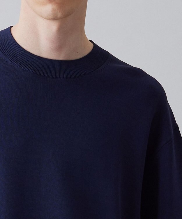 UNFILO MENS 【接触冷感】イージーケア ニット半袖Ｔシャツ [23年春夏商品] ネイビー