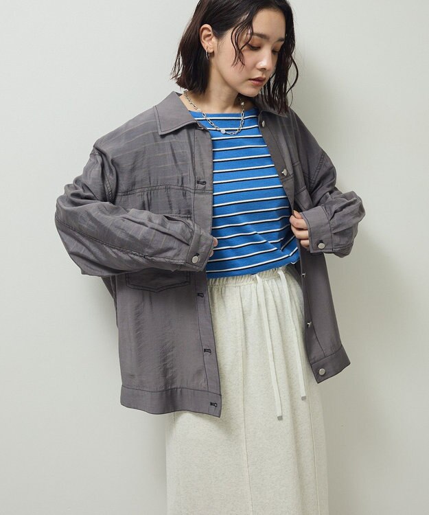 Green Parks ・ＥＬＥＮＣＡＲＥ　ＤＵＥ　カラーステッチシアーＧジャン Charcoal Gray