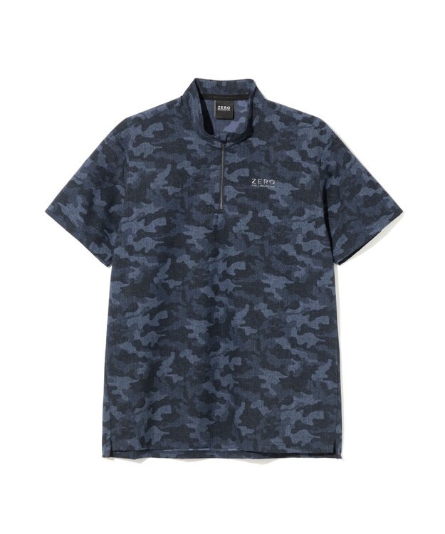 ZERO HALLIBURTON クールドッツ カモ柄モックネックTシャツ ZHG-M6S6b 85192 ネイビー