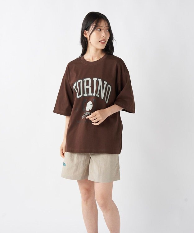 OP／FILA 【Kappa】ルーズフィット テニスグラフィックTシャツ ブラウン