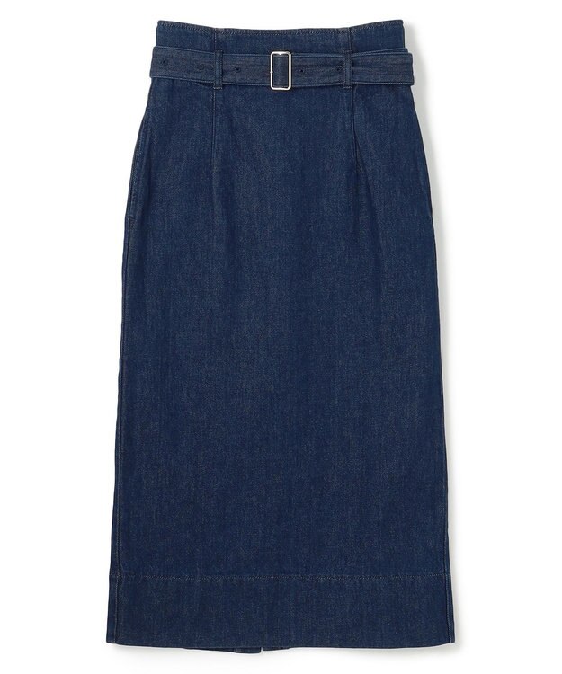 BEIGE， 【洗える・Oggi ８月号掲載】NAVIGLIO / ベルト付きハイウエストデニムスカート Indigo