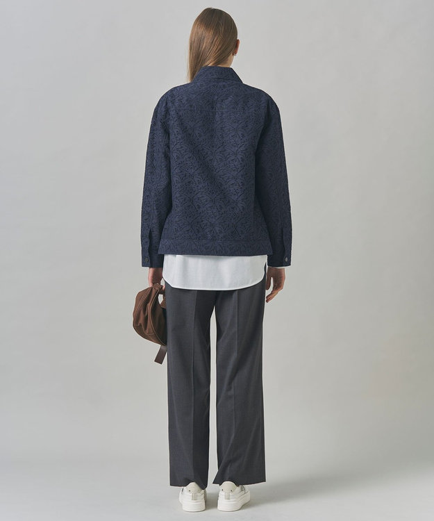 ICB L 【洗える】リーフラッセルレース ジャケット ネイビー系