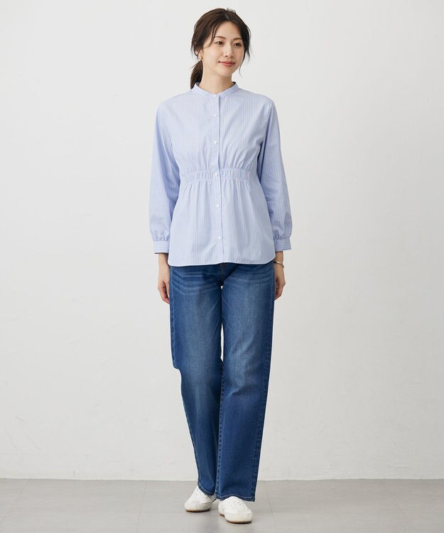 J.PRESS LADIES 【WEB限定】ストライプ シャーリング ブラウス 【WEB限定】サックスストライプ系