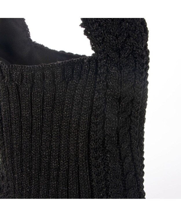 UNBILLION カシュカシュ cachecache / ケーブル編みラメショッパーミニトート ブラック